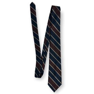 Vintage Esquire Navy Blue Red Gray White Repp Stripe Texture Necktie Business